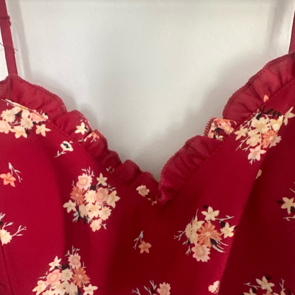Francesca’s Red Floral Dress - L - Picture 5 of 9